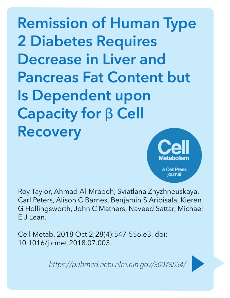 Remission of human Type 2 diabetes requires decrease on liver and pancreas fat content, but is dependent upon capacity for beta cell recovery