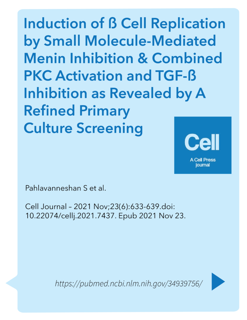 Induction of ß Cell Replication by Small Molecule-Mediated Menin Inhibition and Combined PKC Activation and TGF‑ß Inhibition as Revealed by A Refined Primary Culture Screening